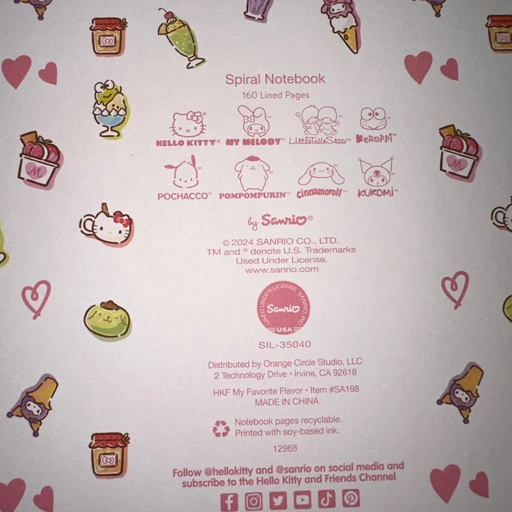 NEW Hello Kitty and Friends Spiral Notebook Hard Cover 160 Lined Pages - Picture 8 of 8